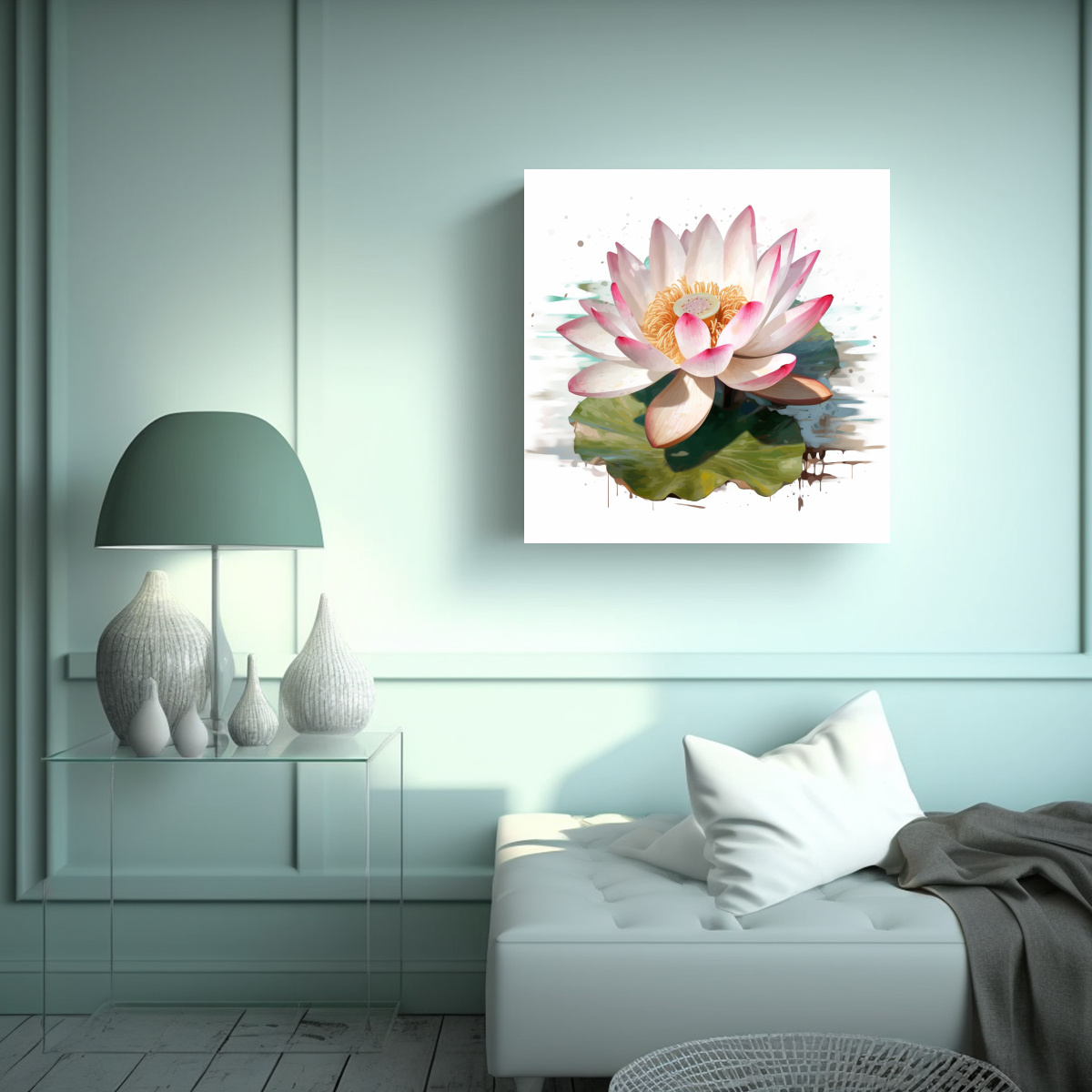 SUBLIMADA CANVA DE LOTO EN ÓLEO: COLORES 70X70 CM - 2