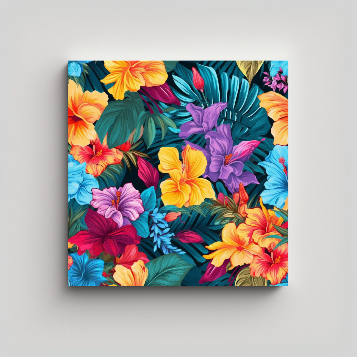 CUADRO DECORATIVO CON PATRÓN FLORAL GRANDE Y 90X90 CM - 1