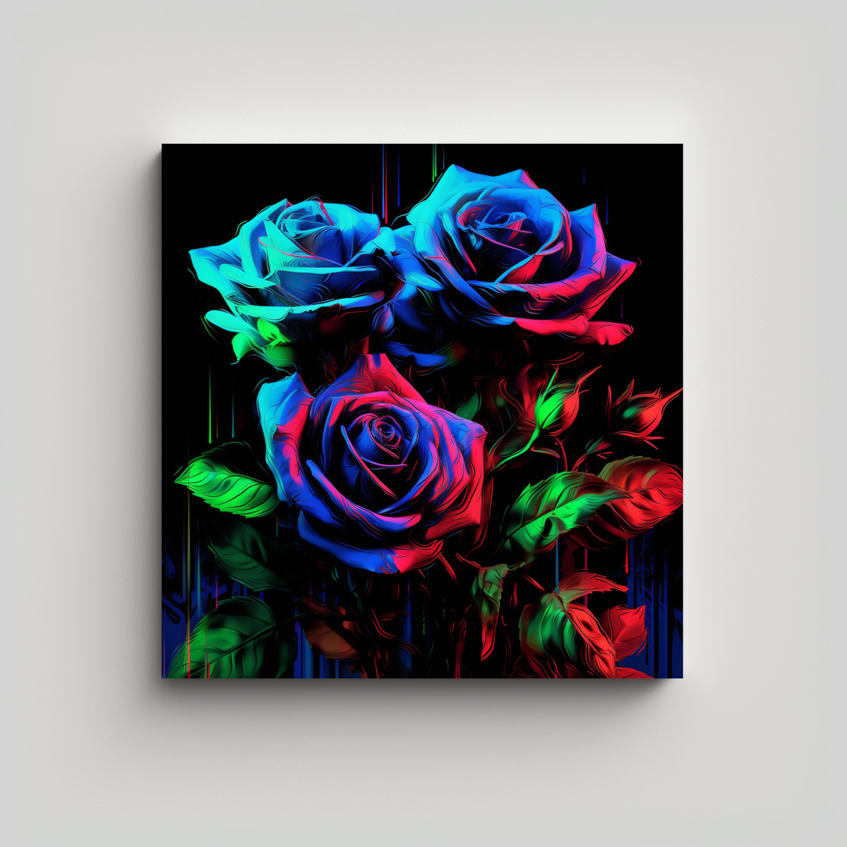 ROSES GLITCH ART EN CUADRO: EQUILIBRIO VISUAL 60X60 CM - 1
