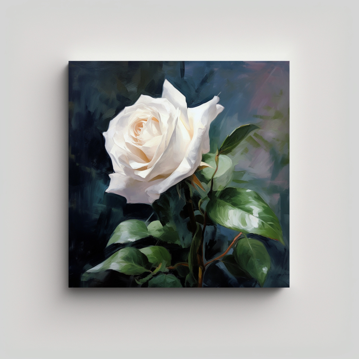CUADRO DISEÑO SALÓN CON ROSAS BLANCAS Y SIN 80X80 CM - 1