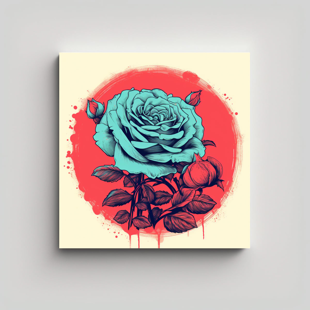 CUADRO DECORATIVO RED ROSE: ARTE ÚNICO PARA 30X30 CM - 1