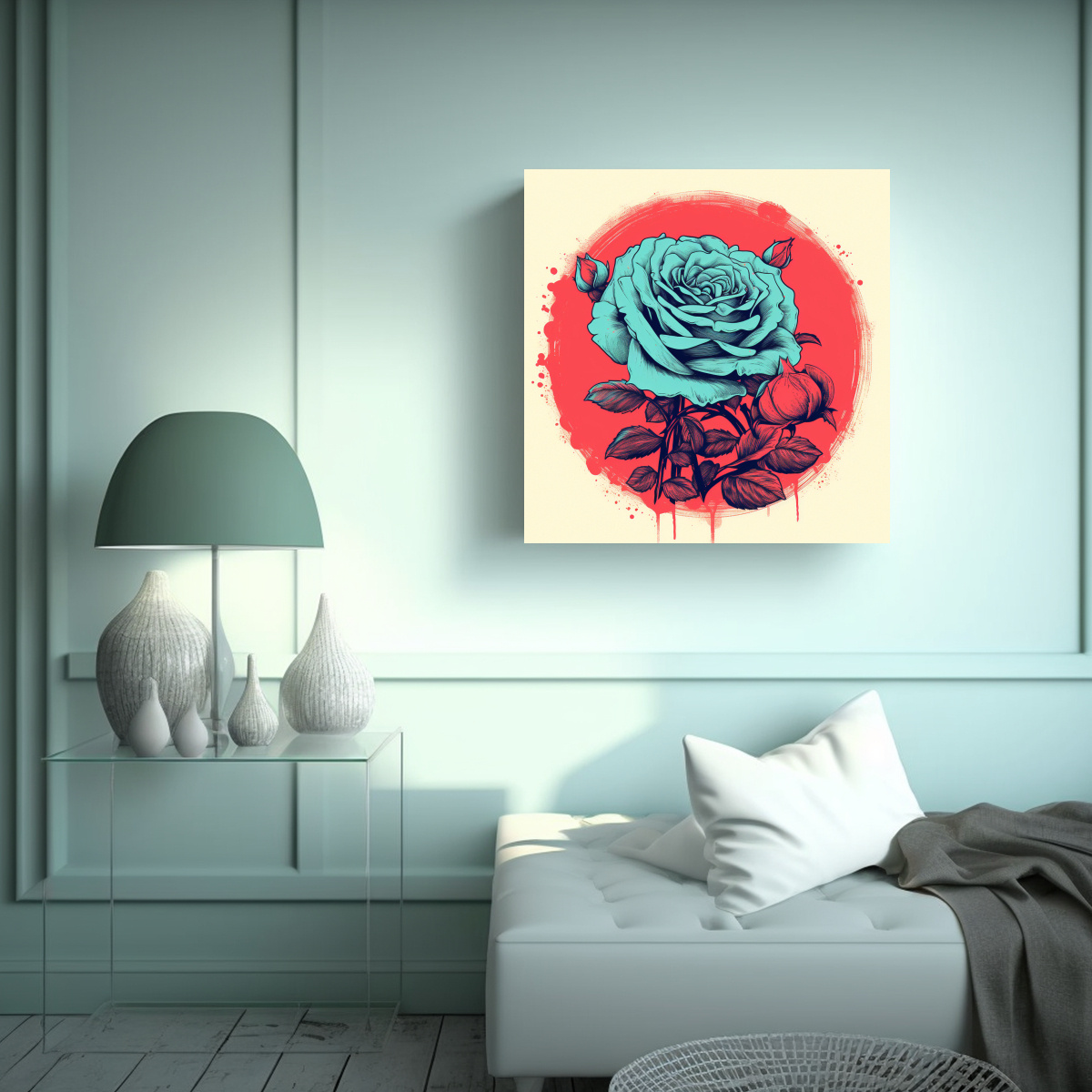 CUADRO DECORATIVO RED ROSE: ARTE ÚNICO PARA 30X30 CM - 2
