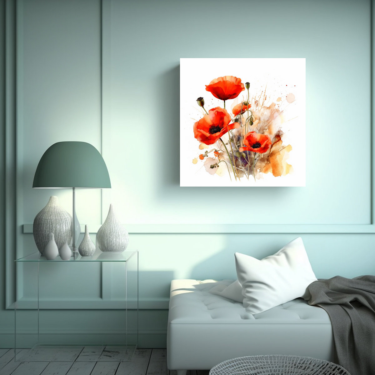 CUADRO DECORATIVO DE ACUARELA DE BAÑO Y 80X80 CM - 2