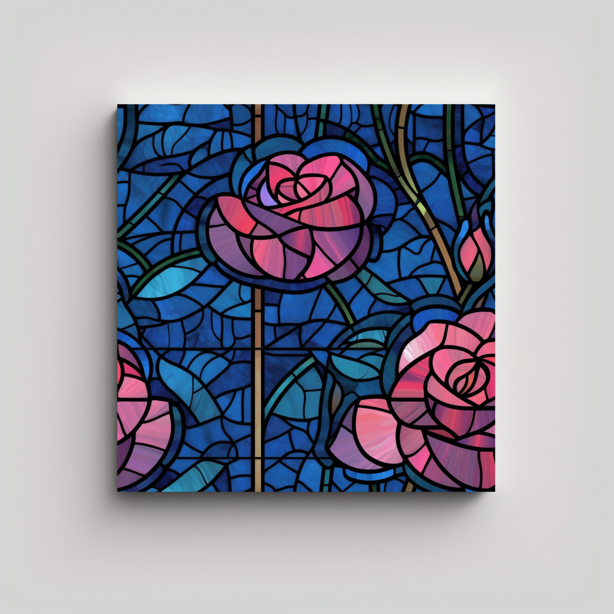PATRÓN SEAMLESS DE ROSA EN VIDRIO MANCHADO Y 90X90 CM - 1