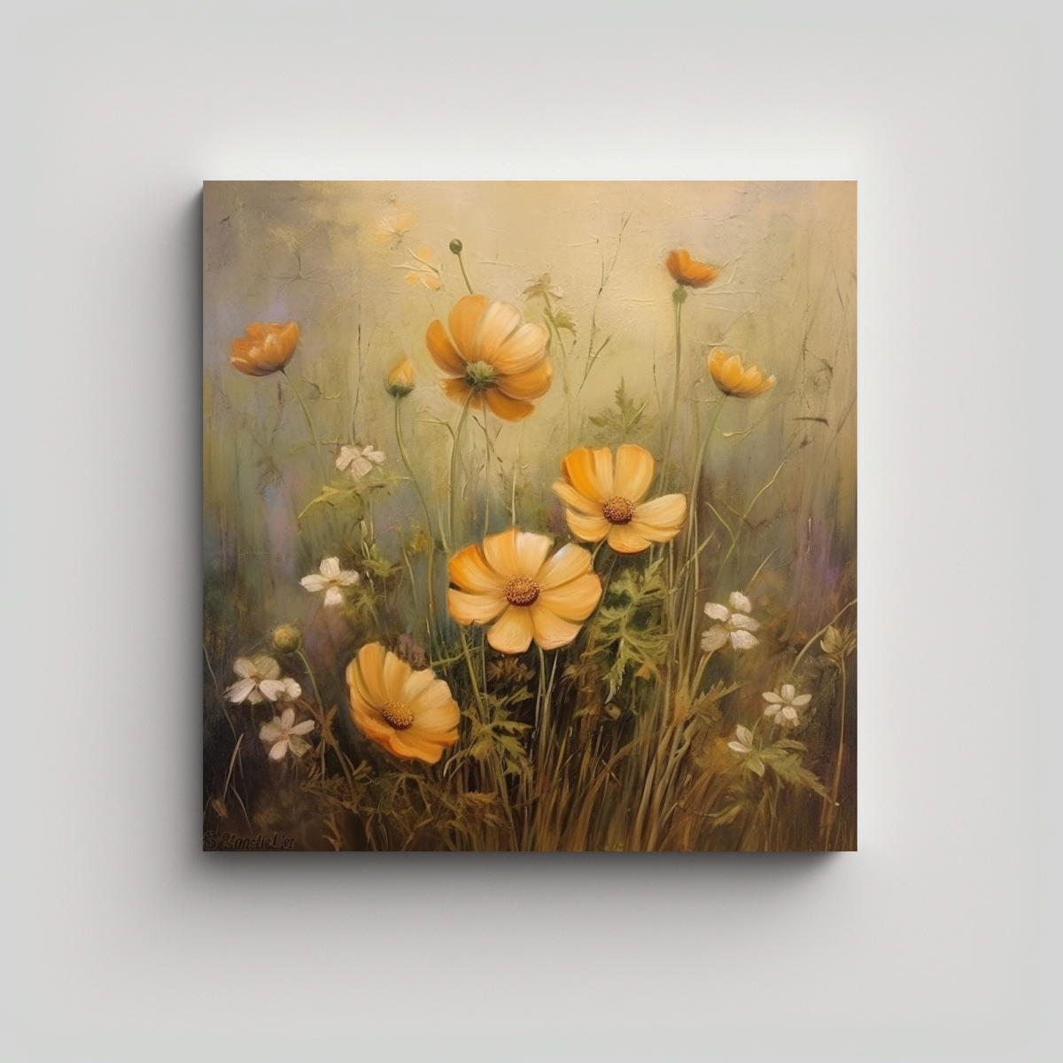 CUADRO VINTAGE DE FLORES SILVESTRES EN INTENSO 60X60 CM - 1