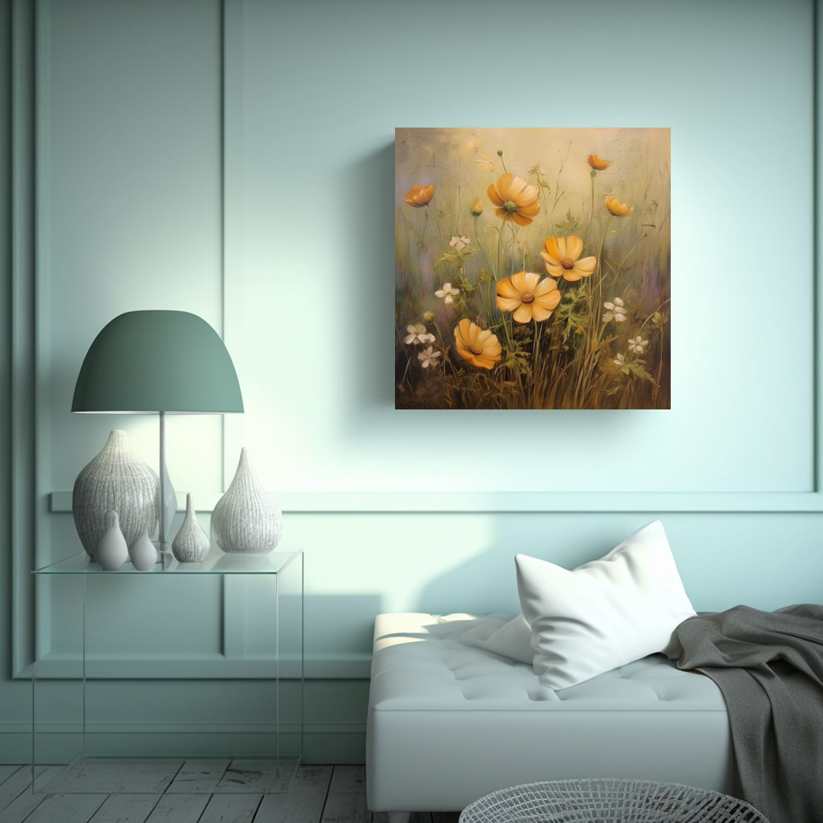 CUADRO VINTAGE DE FLORES SILVESTRES EN INTENSO 60X60 CM - 2