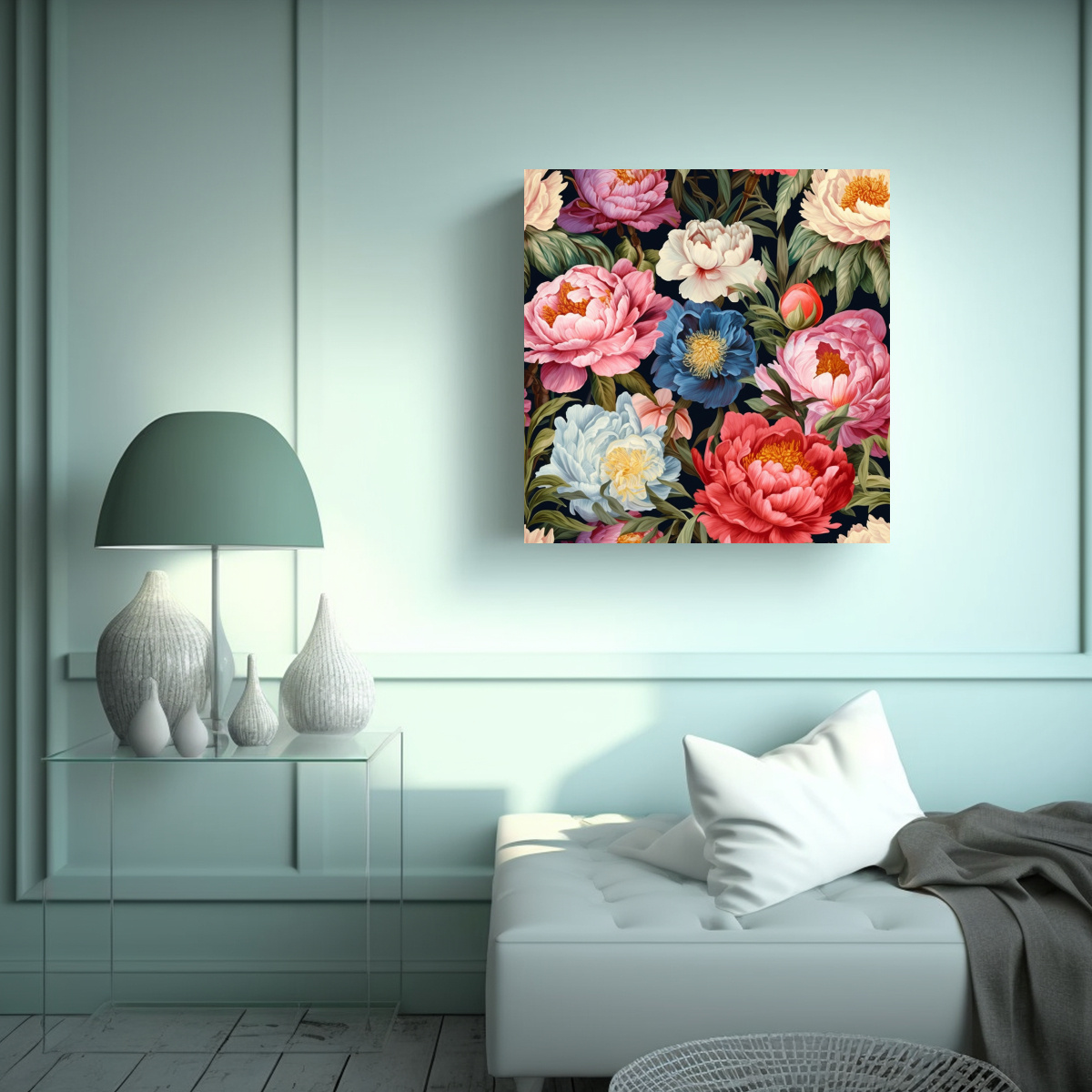 CUADROS DECORATIVOS DE PEONÍAS: ARTE DE PARED 20X20 CM - 2