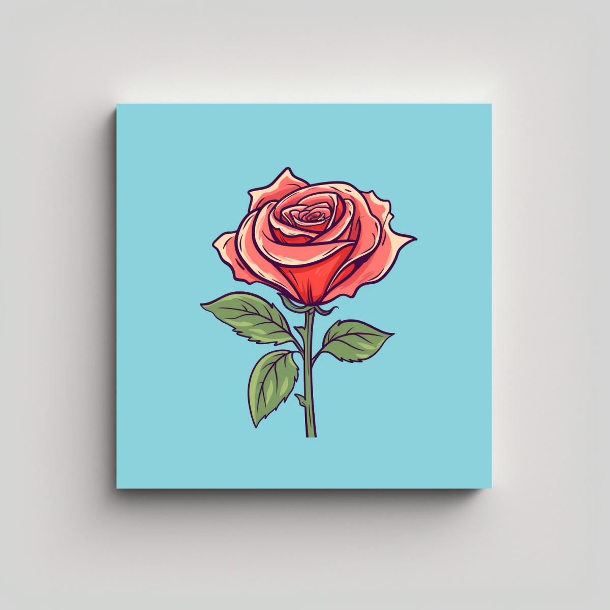 ILUSTRACIÓN VECTORIAL DE ROSA EN TELA CON 80X80 CM - 1