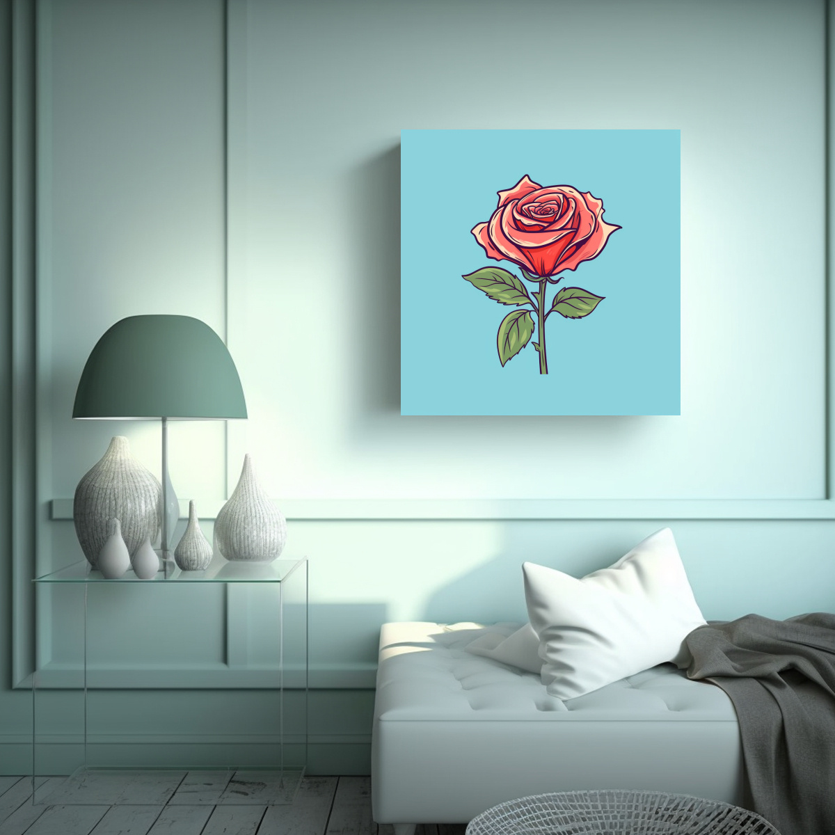 ILUSTRACIÓN VECTORIAL DE ROSA EN TELA CON 80X80 CM - 2