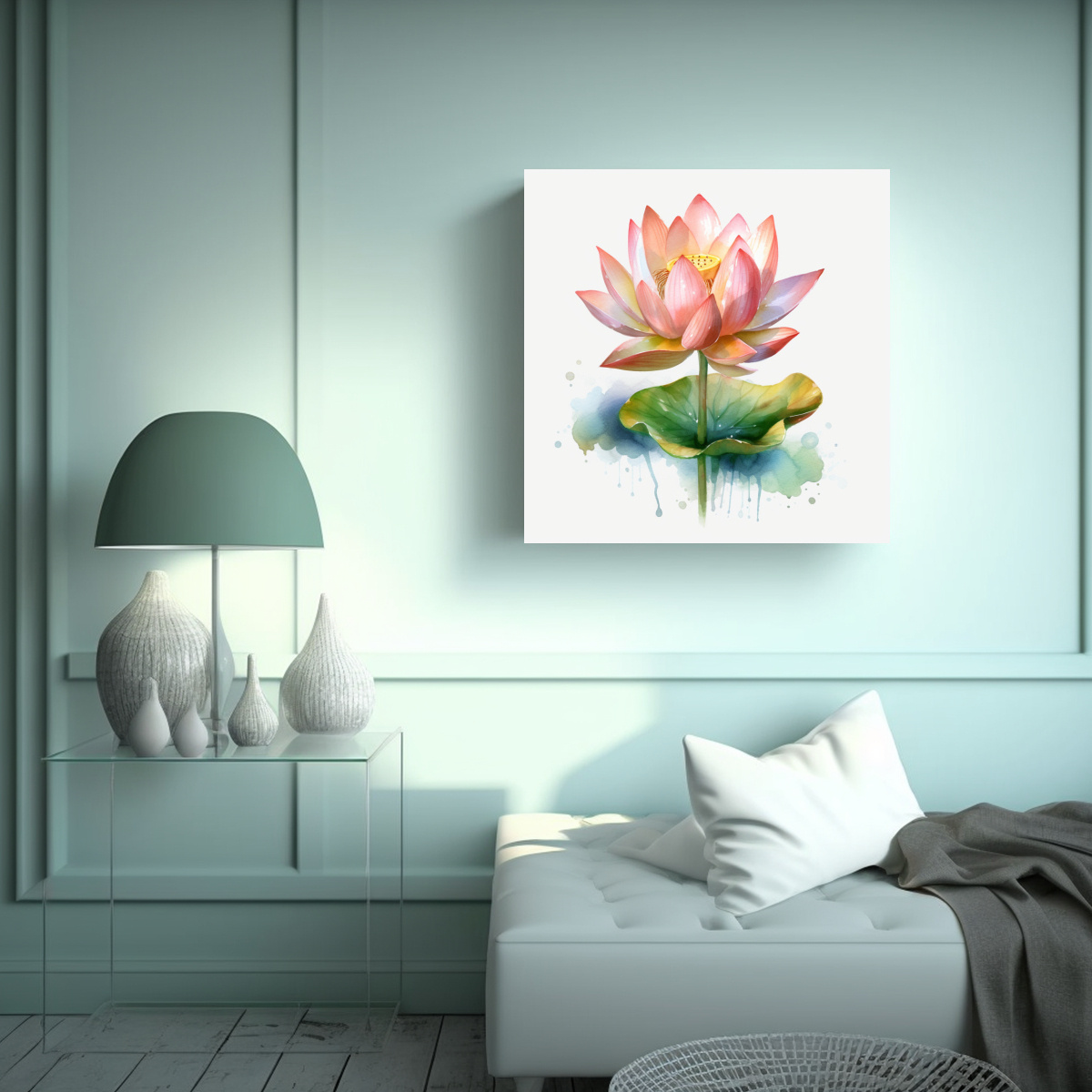 CUADRO LIENZO TEXTURA CONCEPTUAL CON LOTUS EN 40X40 CM - 2