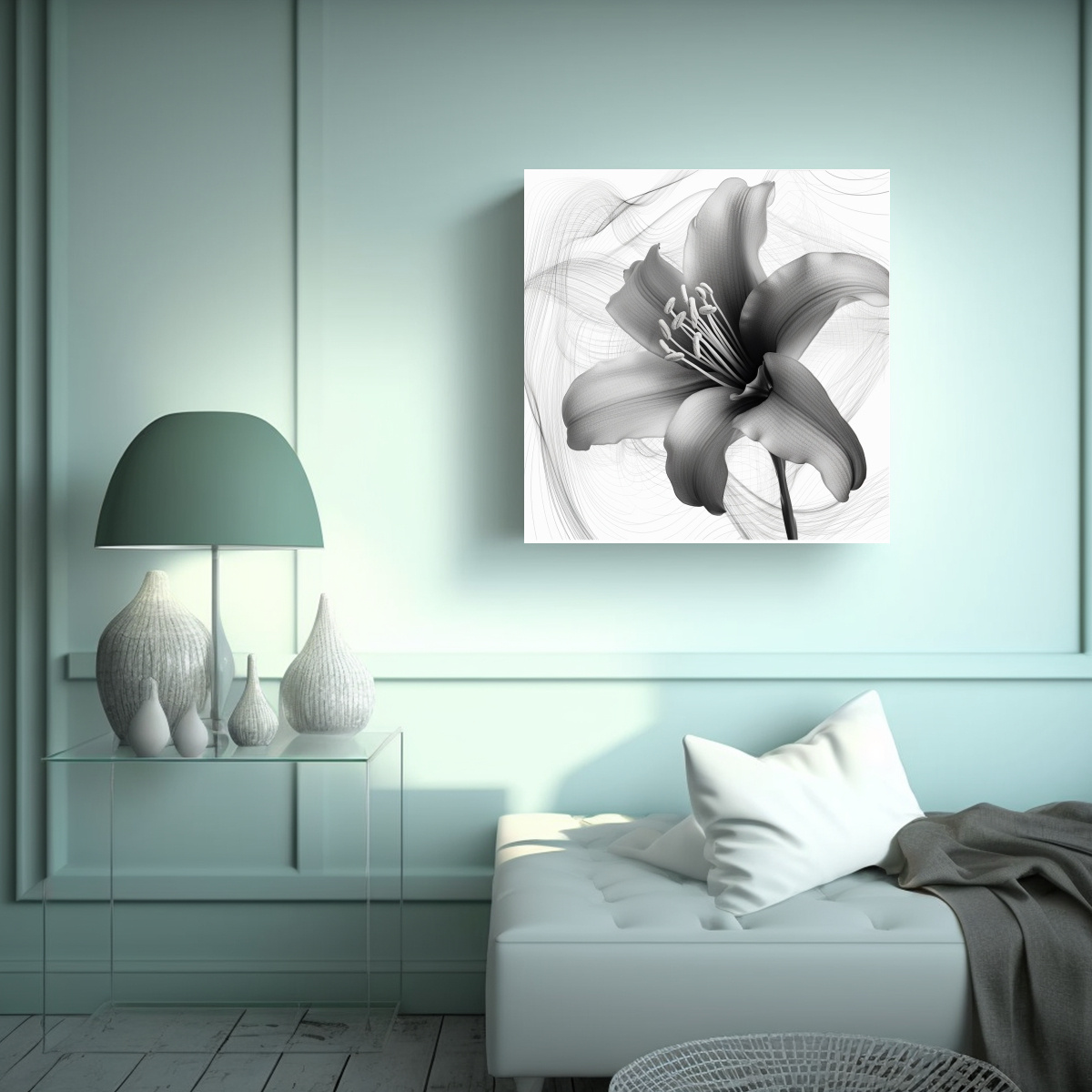 CUADRO MINIMALISTA EN BLANCO Y NEGRO: 100X100 CM - 2