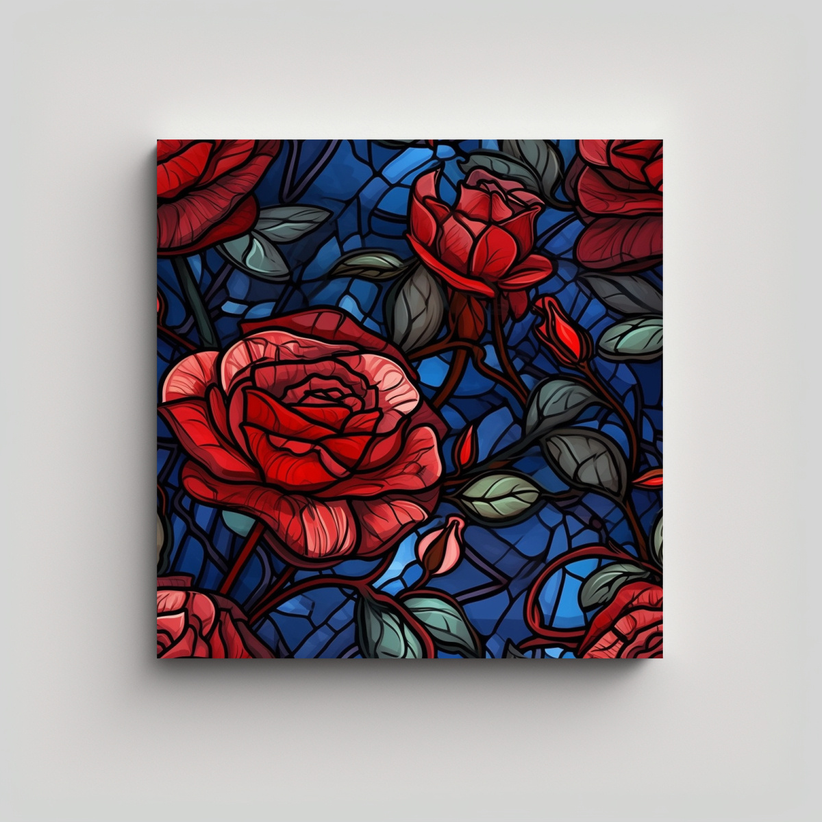 ARTE DE PARED SUBLIMADA: ROSAS ROJAS EN VIDRIERA 80X80 CM - 1