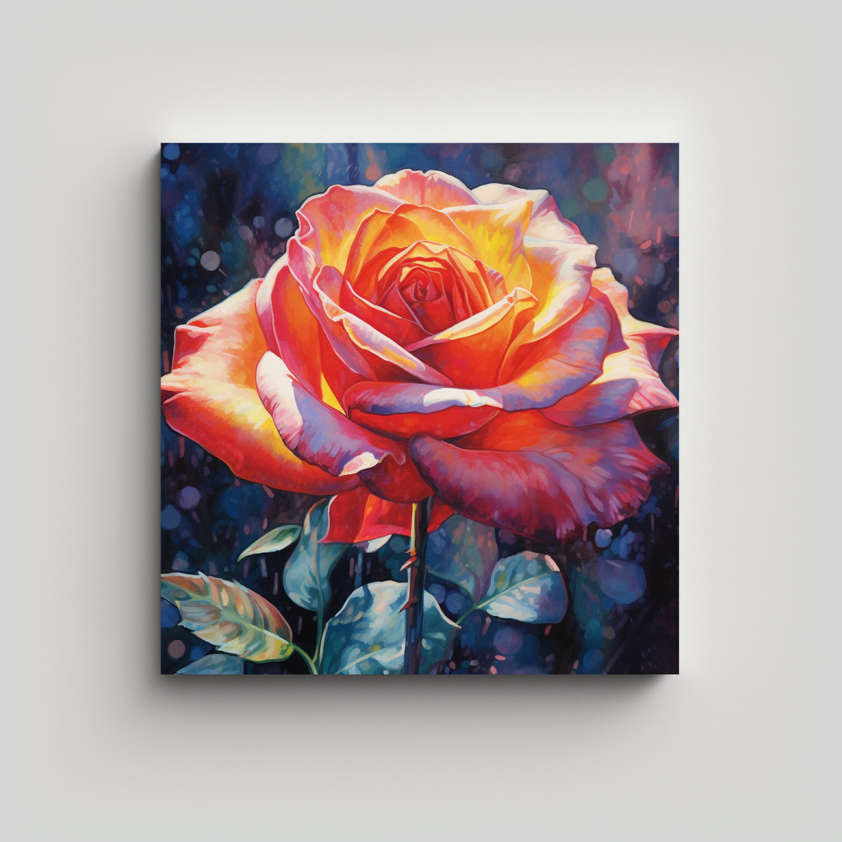CUADRO DECORATIVO: ROSA BRILLANTE EN FLOR PARA 70X70 CM - 1