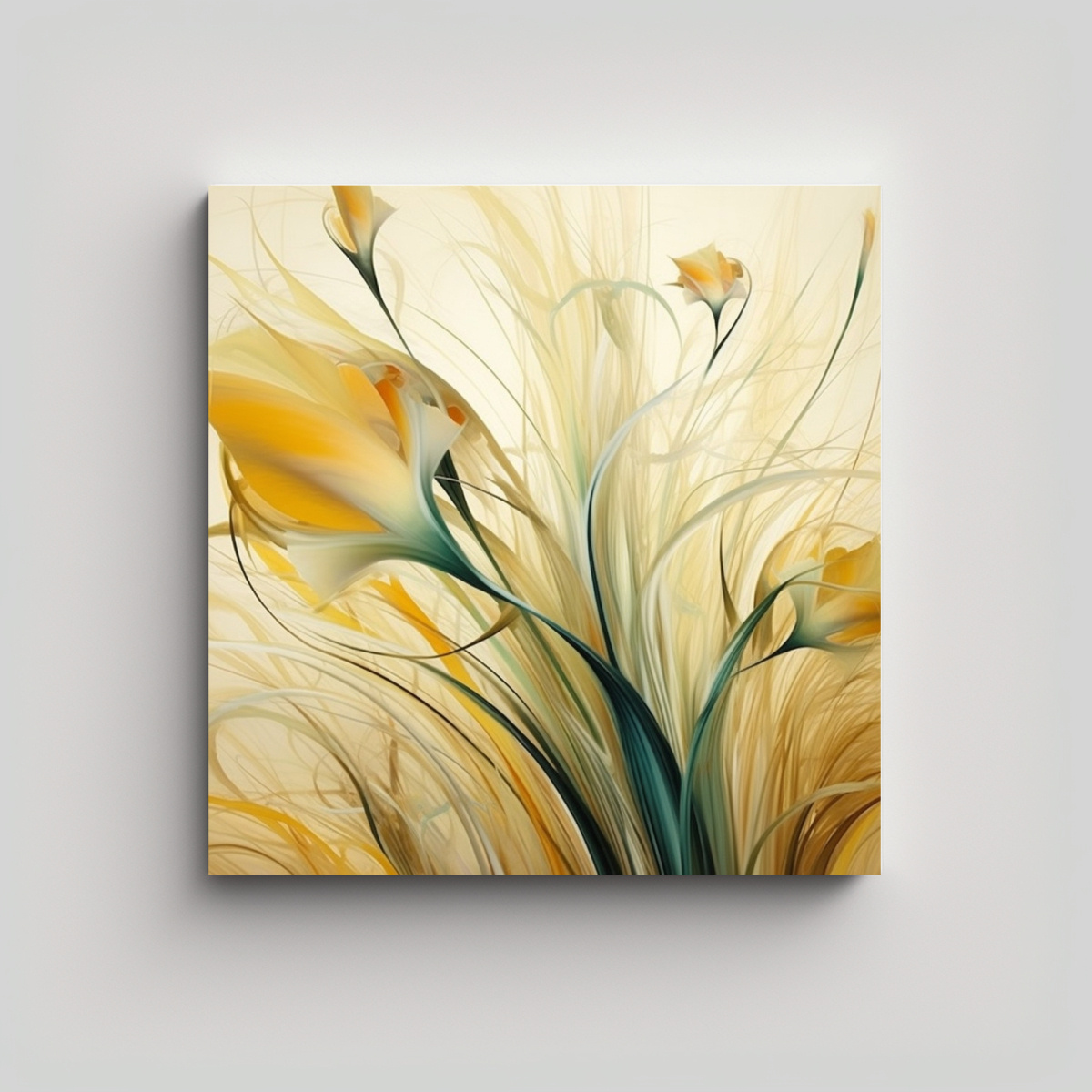 CUADRO ABSTRACTO DE PLANTA: ARTE DE PARED Y 20X20 CM - 1