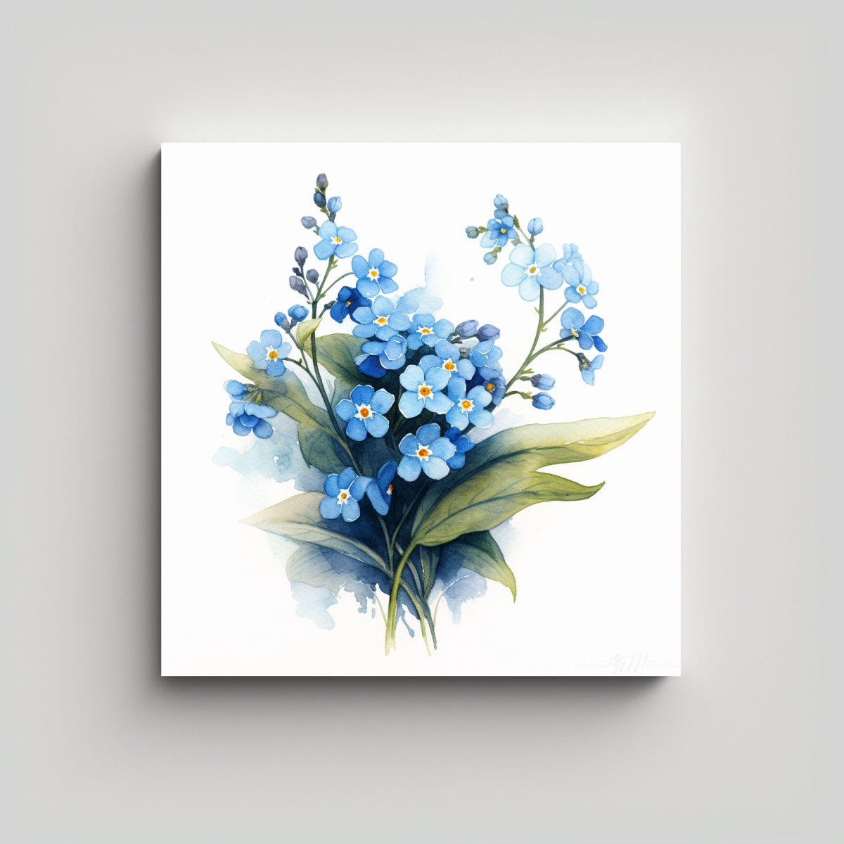 ACUARELA DE FLORES FORGET-ME-NOTS EN COMPOSICIÓN 30X30 CM - 1