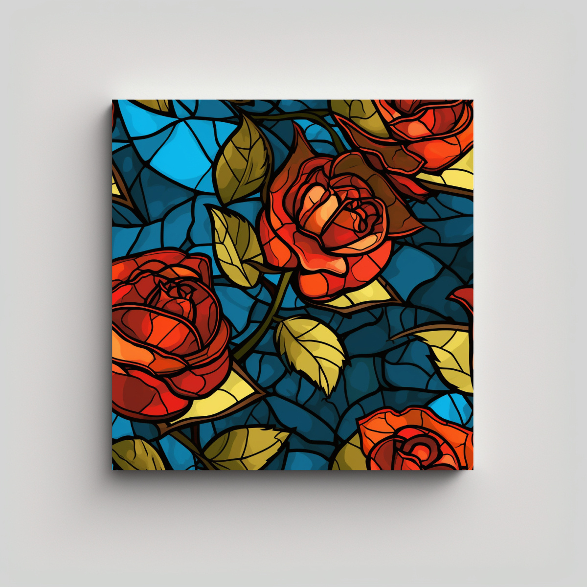 COMPOSICIÓN DE ROSAS EN VIDRIERAS: PATRÓN 70X70 CM - 1