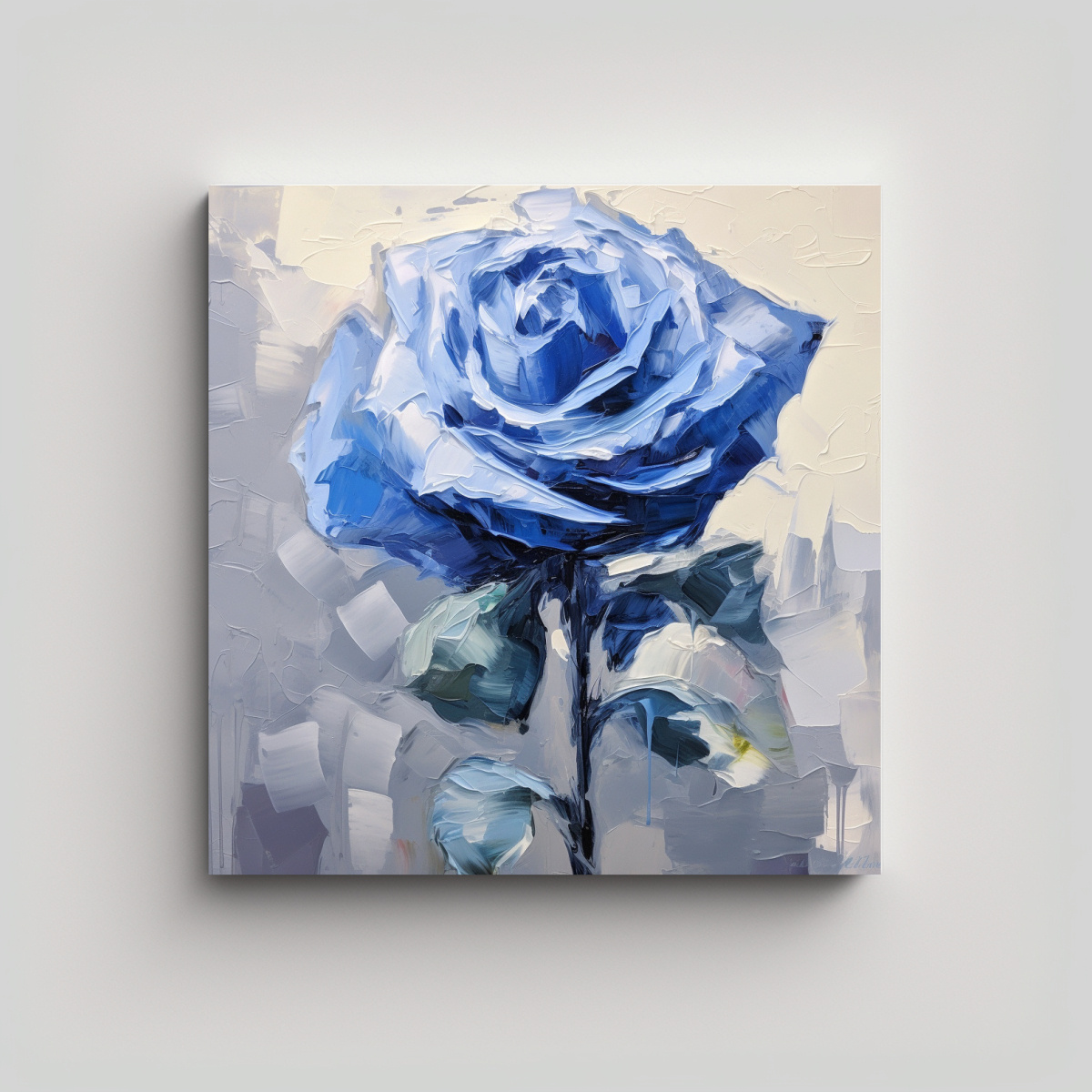 CUADRO DECORATIVO ARTE MODERNO: ROSA AZUL EN 20X20 CM - 1