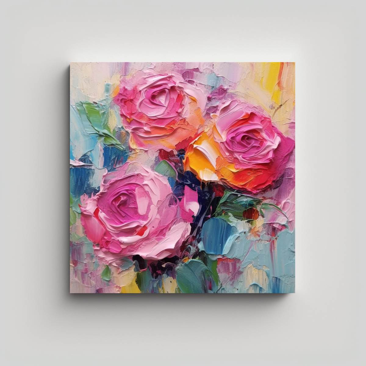 COMPOSICIÓN DE ROSAS ABSTRACTAS: IMPRESIONISMO 50X50 CM - 1
