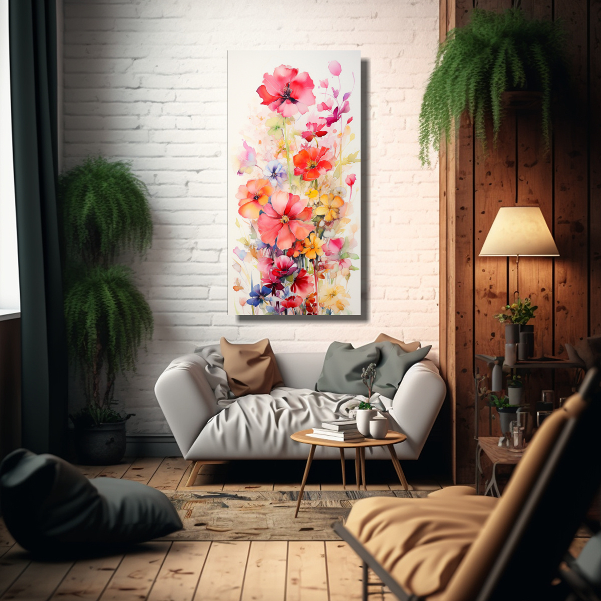 PINTURAS DECORATIVAS DE FLORES ABSTRACTAS EN 40X80 CM - 2