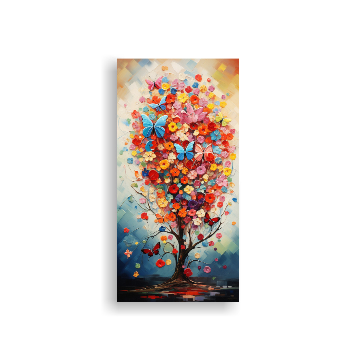 CUADRO DECORATIVO ABSTRACTO CON MARIPOSAS DE 20X40 CM - 1