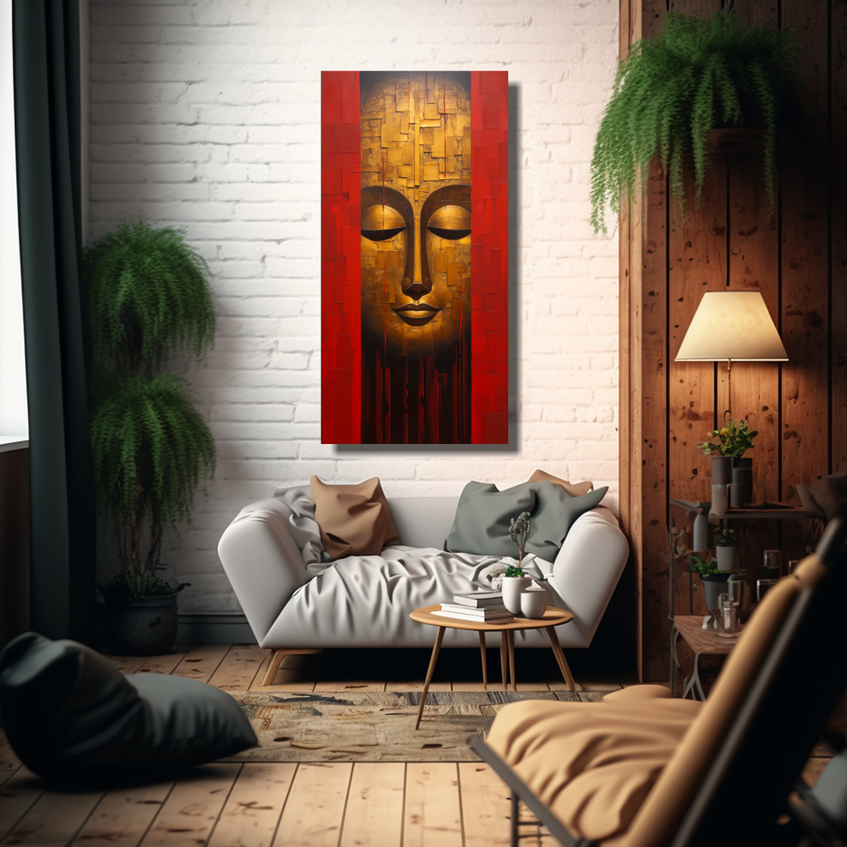 PINTURA DECORATIVA LUMINOSA ESTILO ABSTRACTO DE 50X100 CM - 2