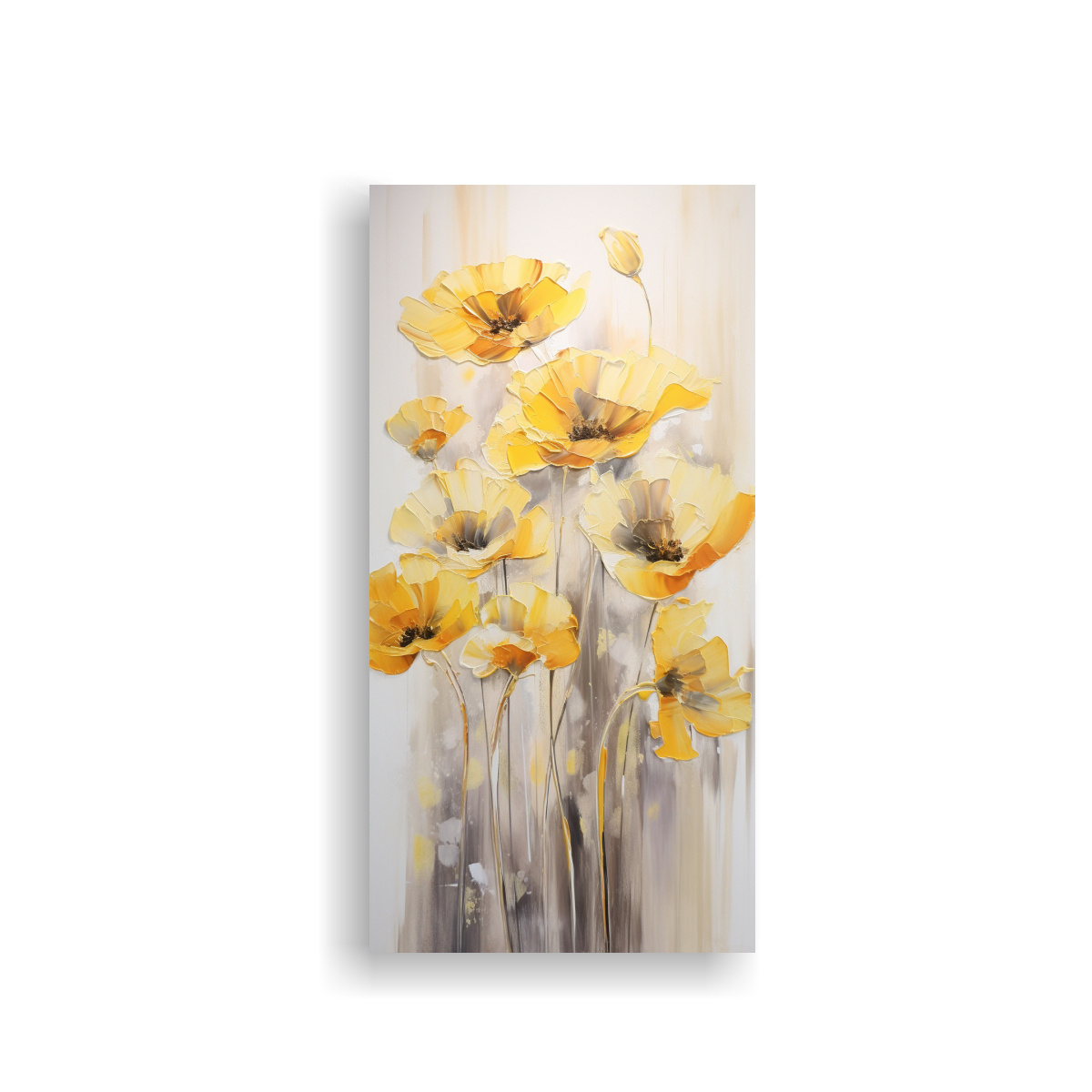 CUADRO DE FLORES AMARILLAS EN LIENZO PINTURA DE 20X40 CM - 1