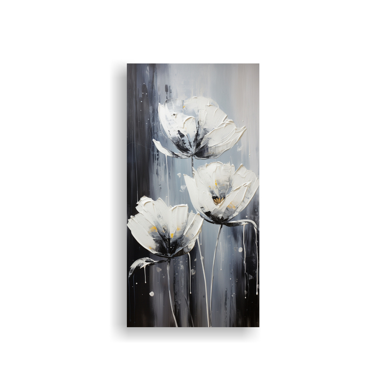 PINTURA URBANA DE TULIPANES NEGROS EN LIENZO 20X40 CM - 1