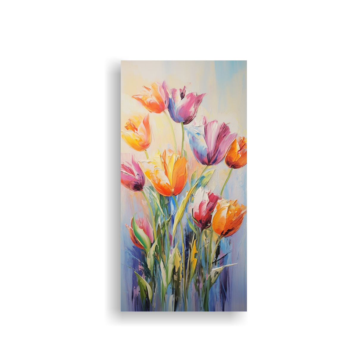 PINTURA EN LIENZO DE TULIPANES EN COLORES DEL 20X40 CM - 1