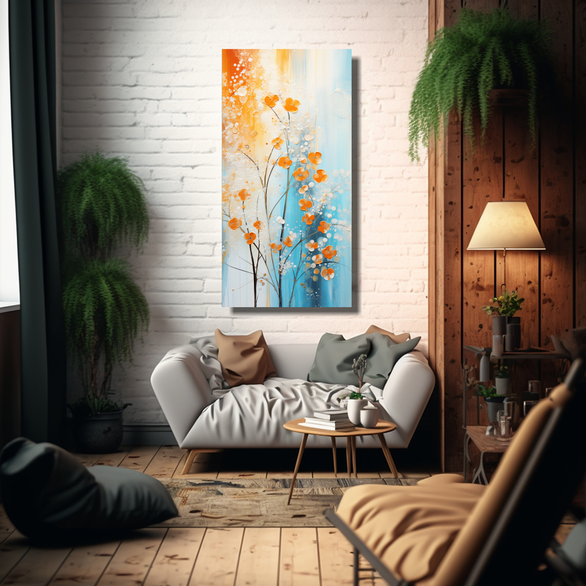 CUADRO DE TELA CANVAS ÉPOCA, PINTURA EN TONOS 60X120 CM - 2