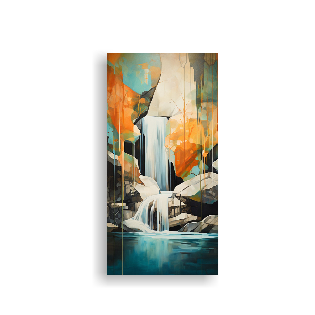 PINTURA DECORATIVA ABSTRACTA DE UNA CASCADA 40X80 CM - 1