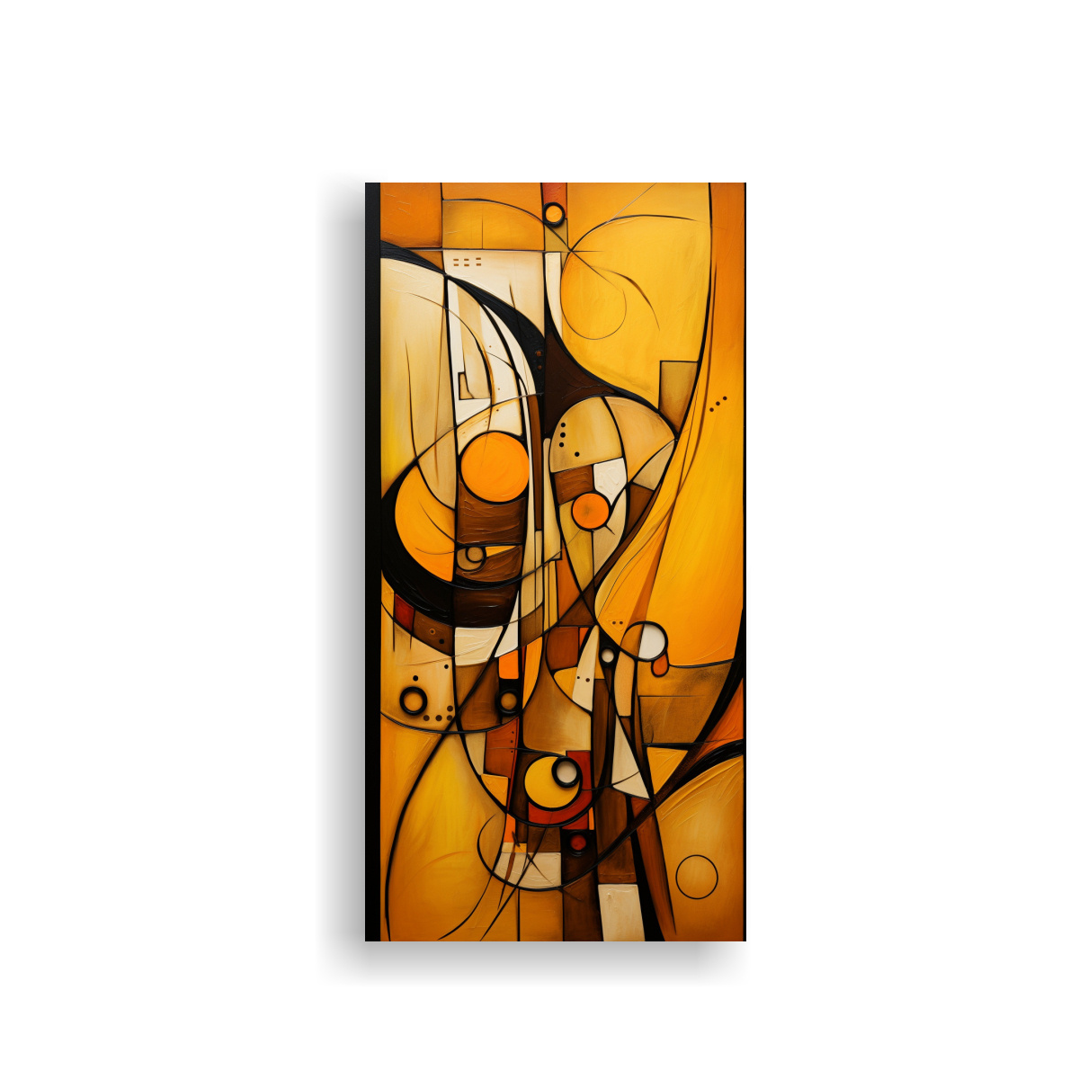 CUADROS ABSTRACTOS EN COLOR MOSTAZA PARA DECORAR 40X80 CM - 1