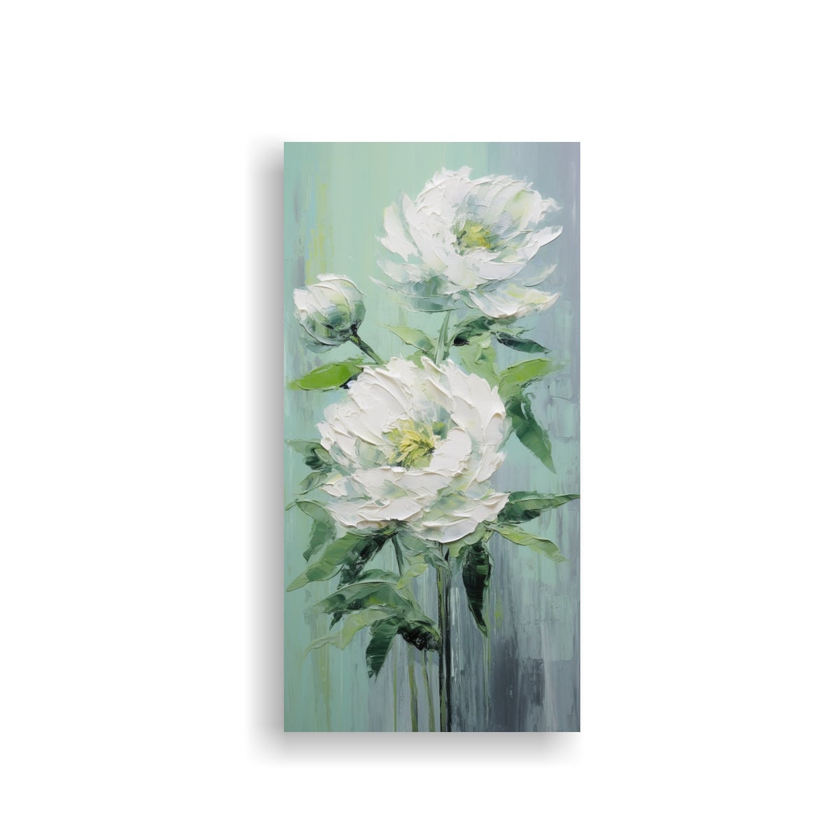 PINTURA EN LIENZO ESTILO DECORATIVO CON PEONÍAS 30X60 CM - 1