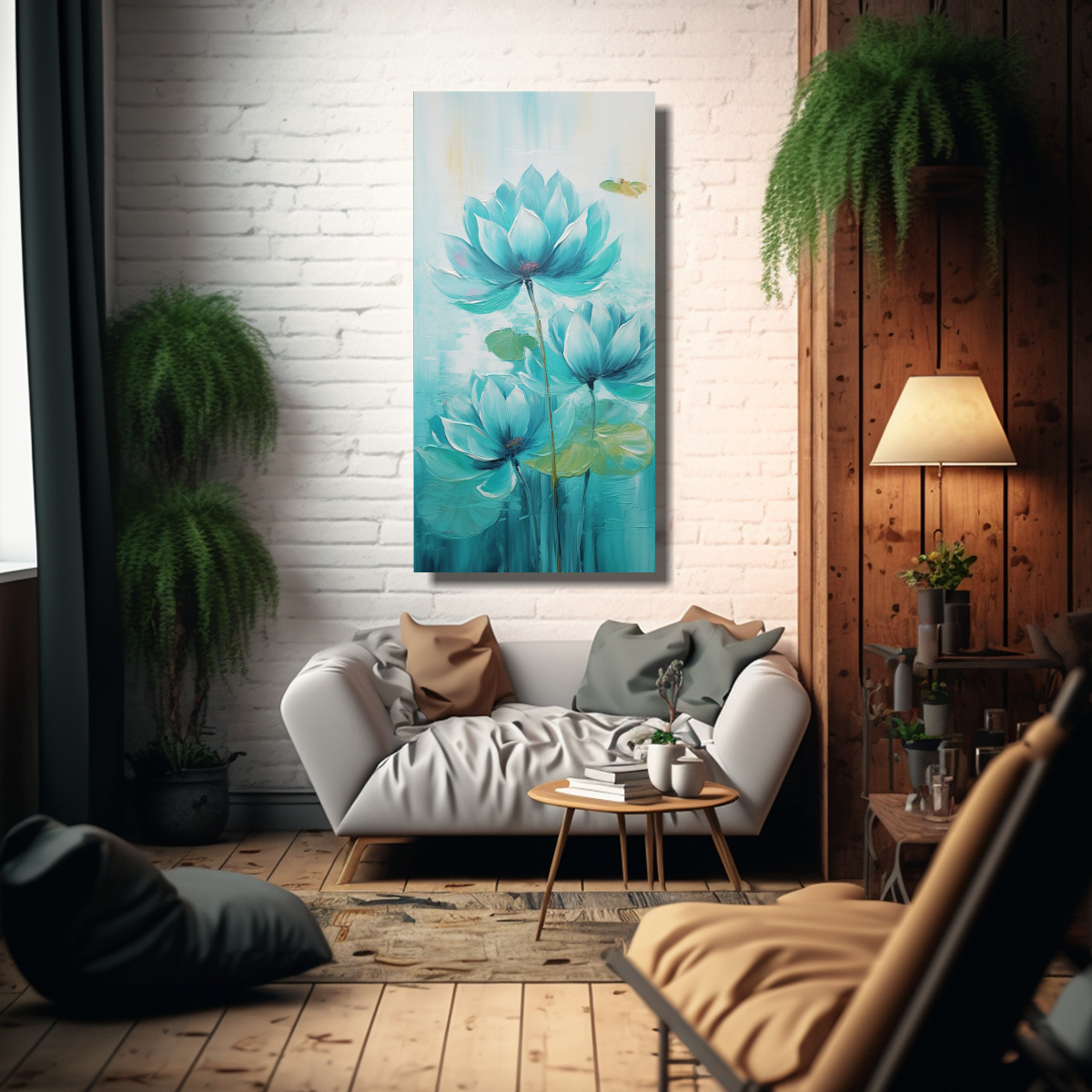 PINTURA EN LIENZO TEMÁTICA VINTAGE DE UN LOTO 40X80 CM - 2