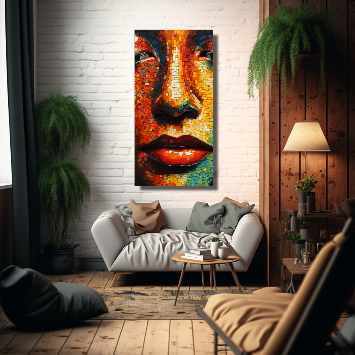 PINTURA ABSTRACTA FUSIÓN PUNTILLISMO Y COLORES 70X140 CM - 2