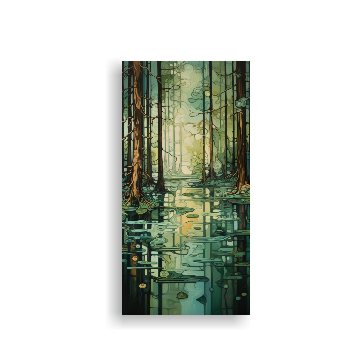 CUADRO ABSTRACTO DE UN HERMOSO ESTANQUE FORESTAL 80X160 CM - 1