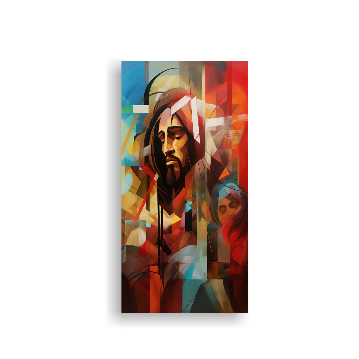 CUADRO DE TELA INSPIRADOR ESCENA JESÚS ABSTRACTO 60X120 CM - 1