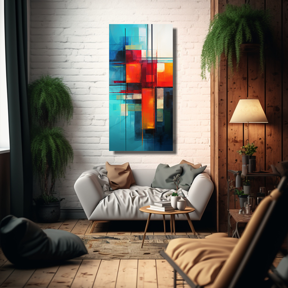 CUADRO DE TELA EXPRESIÓN FLORAL, COLORES 50X100 CM - 2