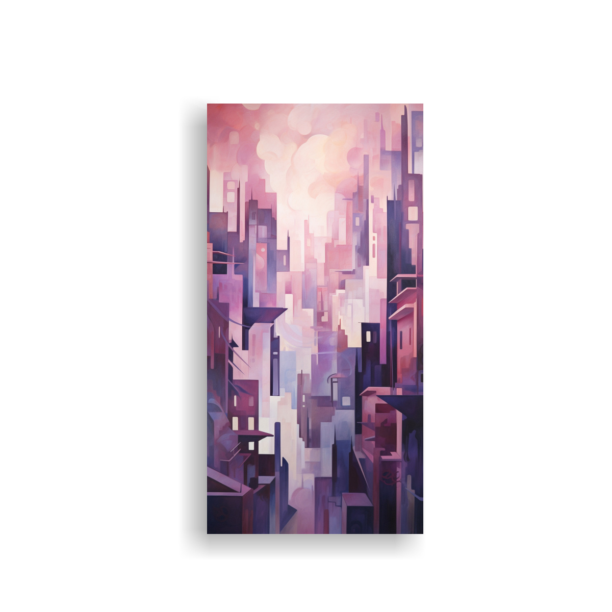 PAISAJE URBANO AL ATARDECER PINTURA DECORATIVA 70X140 CM - 1