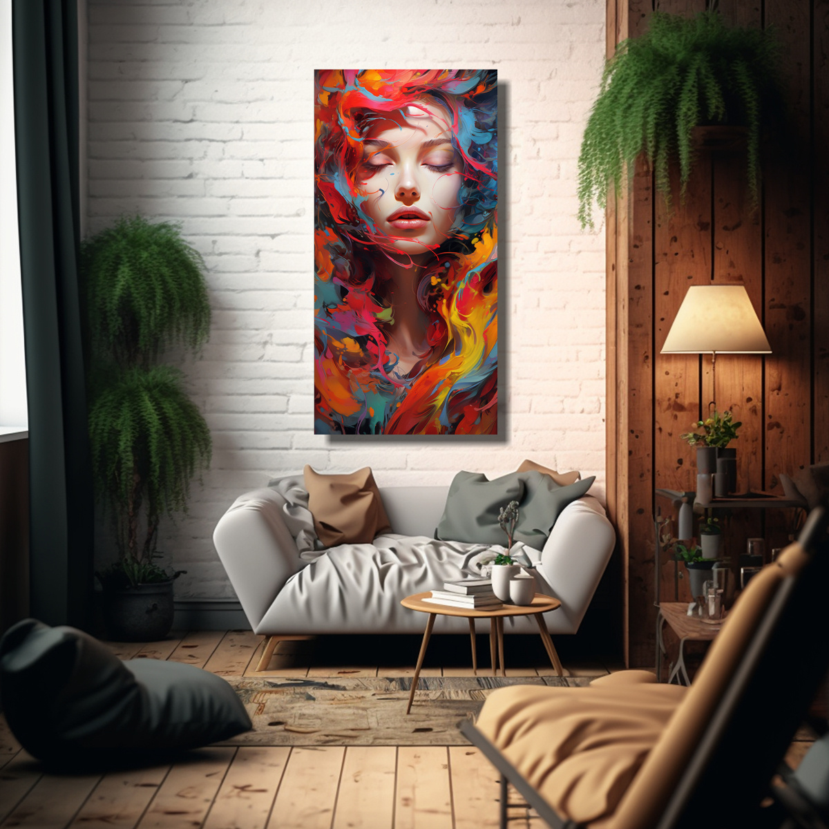 CUADRO ABSTRACTO COLORIDO PERSPECTIVA PINTURA 80X160 CM - 2