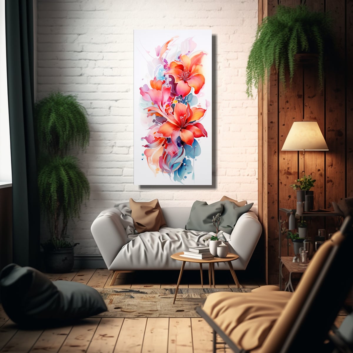 PINTURAS DECORATIVAS JUVENILES DE FLORES 60X120 CM - 2