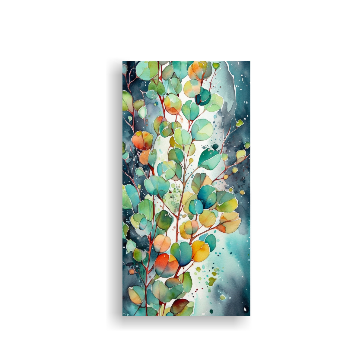 PINTURA DE PARED ABSTRACTA CON HOJAS DE EUCALIPTO 30X60 CM - 1