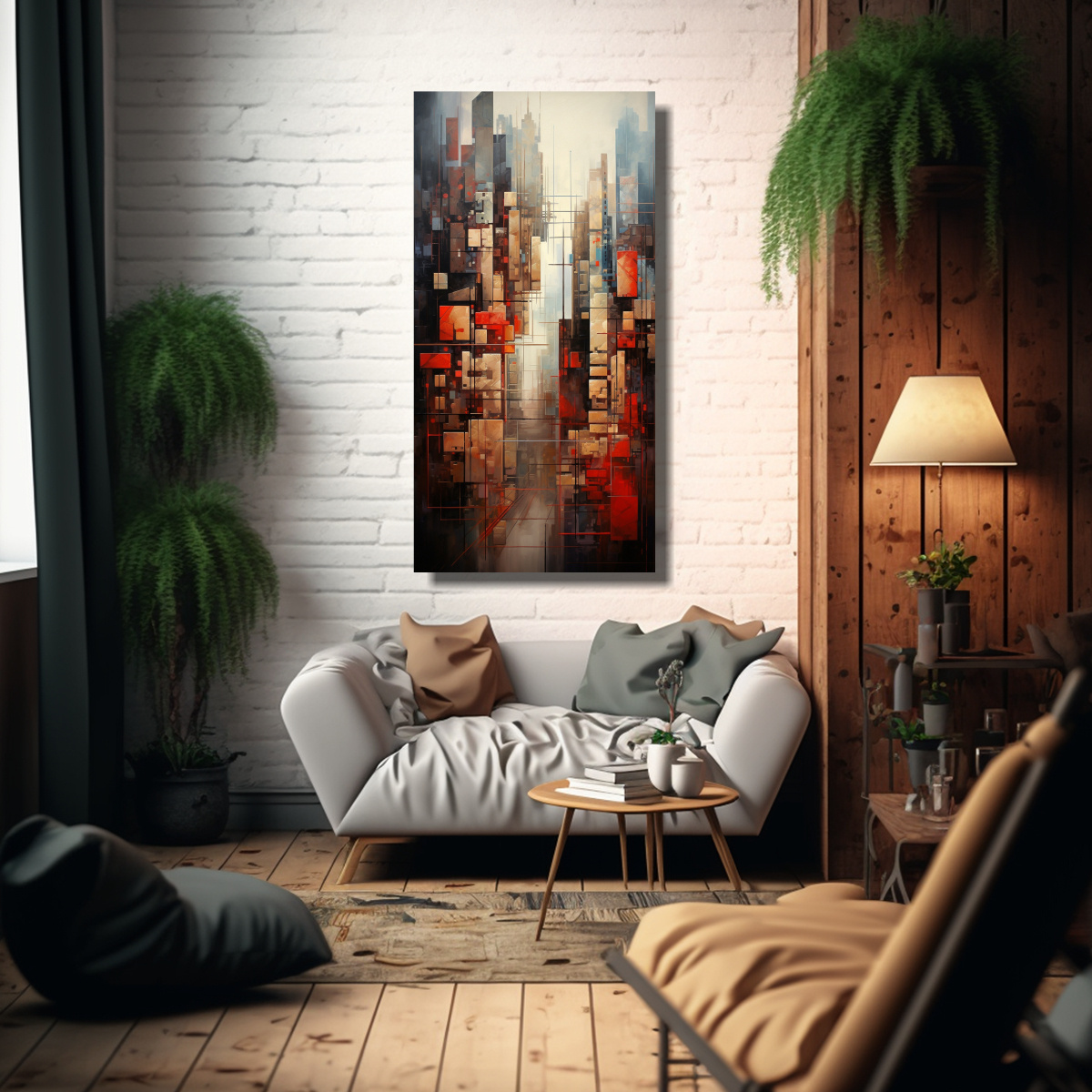 CUADROS ABSTRACTOS DE CIUDADES EN BASTIDOR 40X80 CM - 2