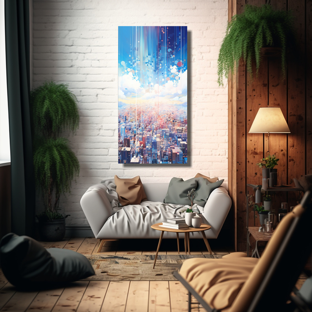 CUADRO EXPRESIÓN SURREALISTA DE UNA CIUDAD CON 60X120 CM - 2