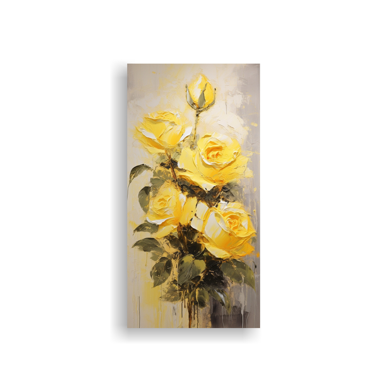 ARTE CONCEPTUAL ALEGRE PINTURA DE ROSAS AMARILLAS 30X60 CM - 1