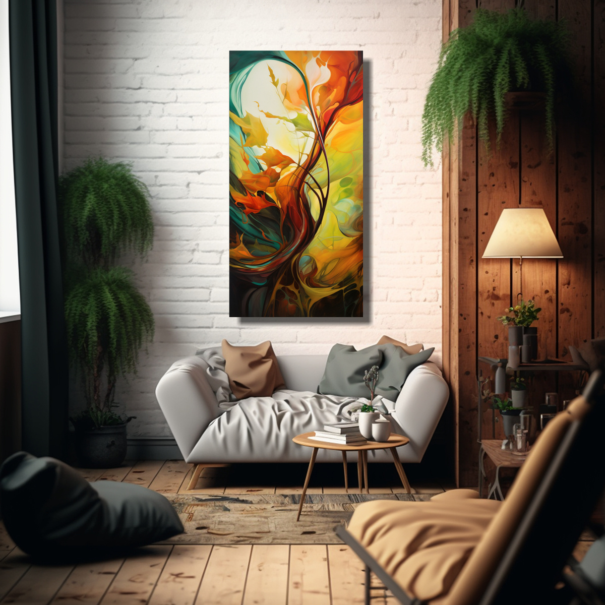 CUADRO DECORATIVO VERTICAL DE ARTE ABSTRACTO 80X160 CM - 2