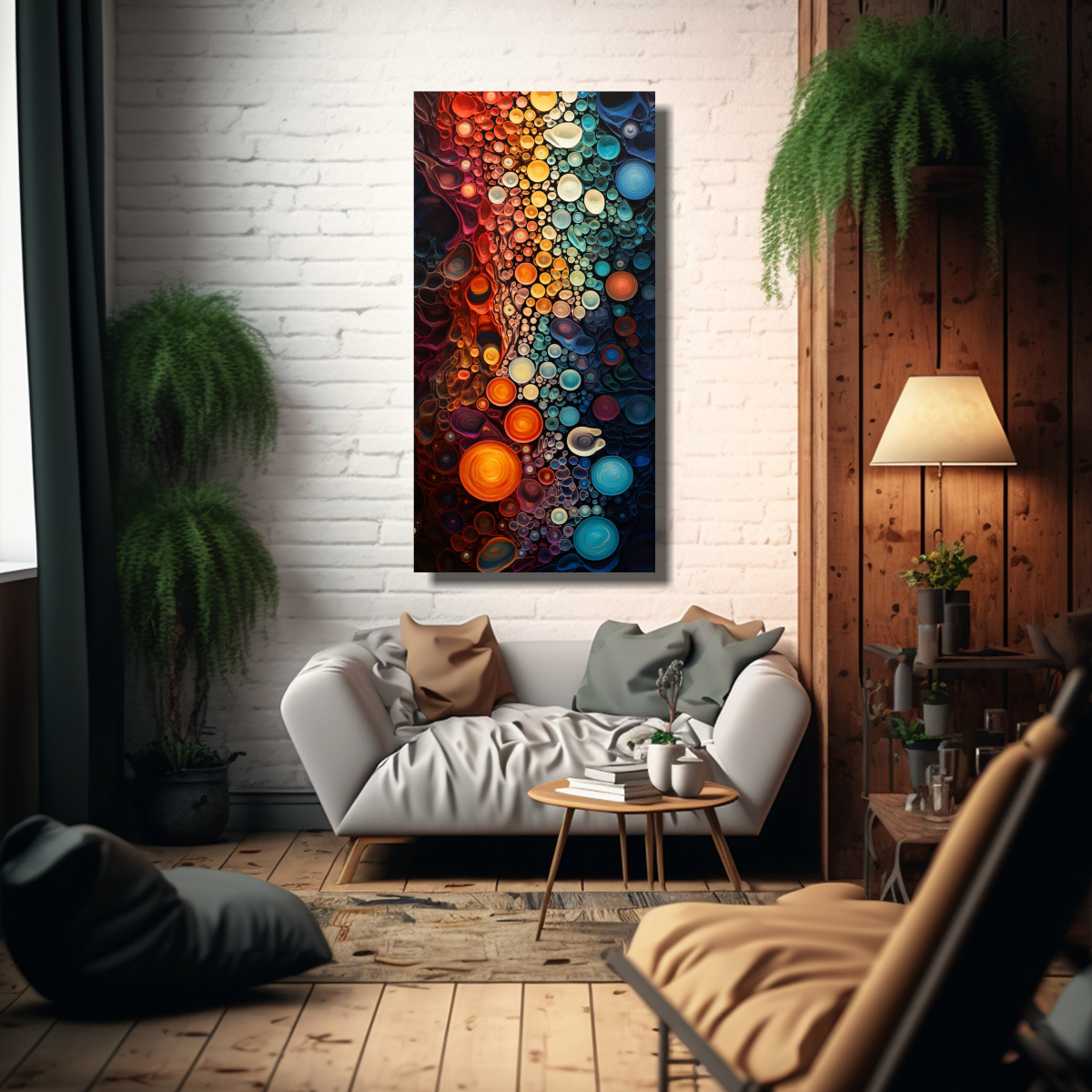 PINTURA ABSTRACTA EN LIENZO CON CONTRASTES 50X100 CM - 2