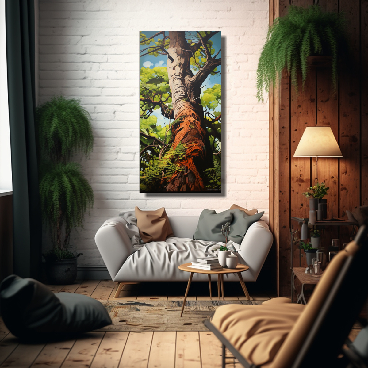 CUADRO MODERNO DE INSPIRACIÓN ÁRBOL KAURI 80X160 CM - 2