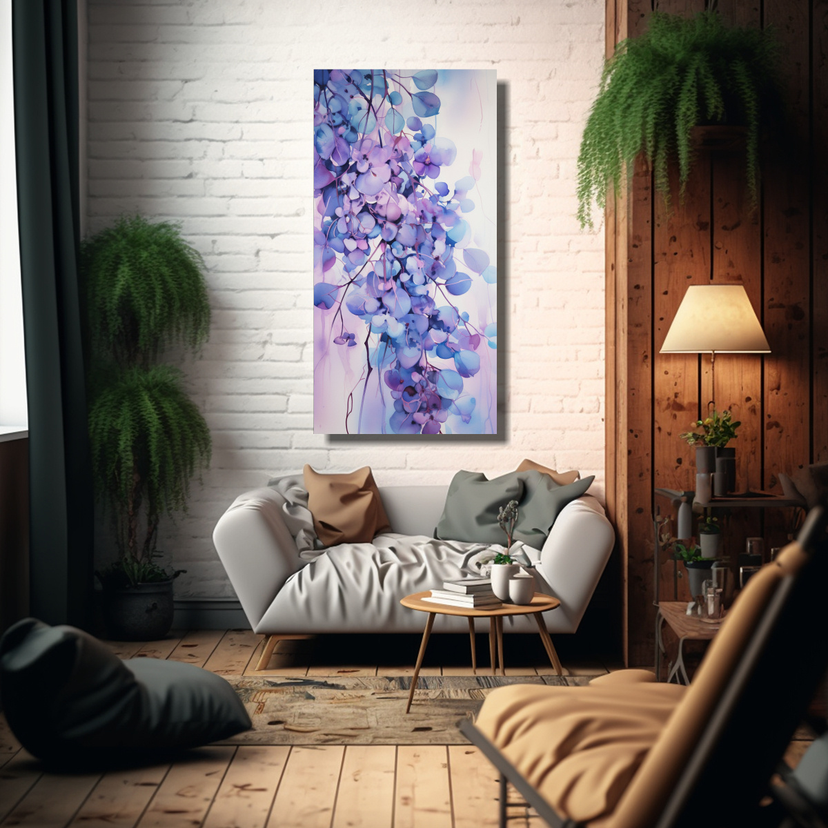 PINTURA ABSTRACTA ACUARELA ÁRBOL DE EUCALIPTO 50X100 CM - 2