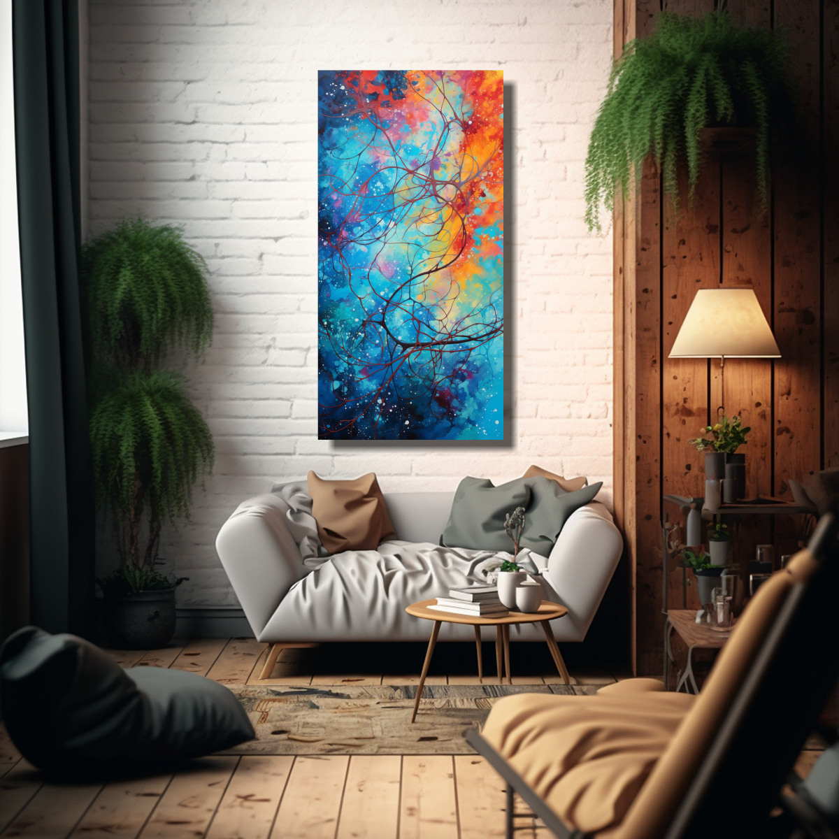 CUADRO COMEDOR ESTILO JACKSON POLLOCK CON COLORES 40X80 CM - 2