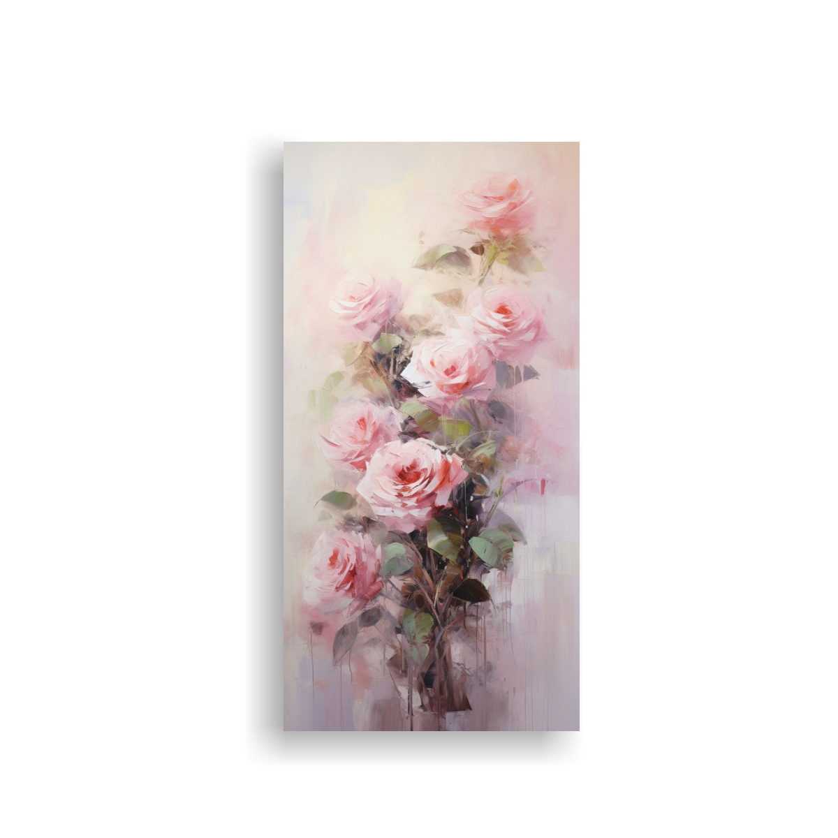 PINTURA EN LIENZO VERTICAL DE ROSAS ROSADAS EN EL 80X160 CM - 1